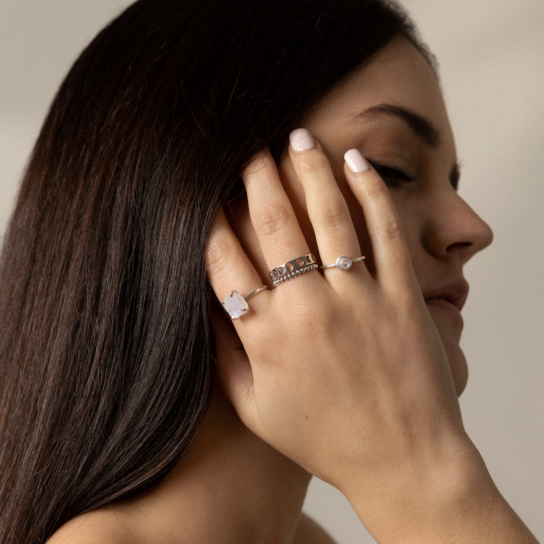 BAGUE LA PIERRE DE LUNE – ARGENT – - Main Image