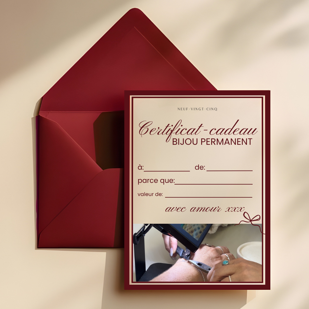 CERTIFICAT CADEAU - BRACELET PERMANENT
