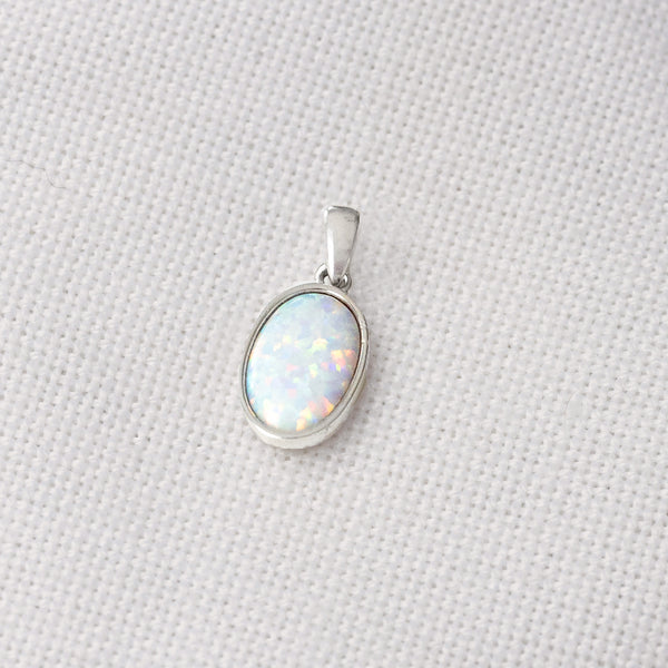Pendentif Ancien En Opale Et Argent Massif - Bijou Vintage, Sans Marque, Occasion